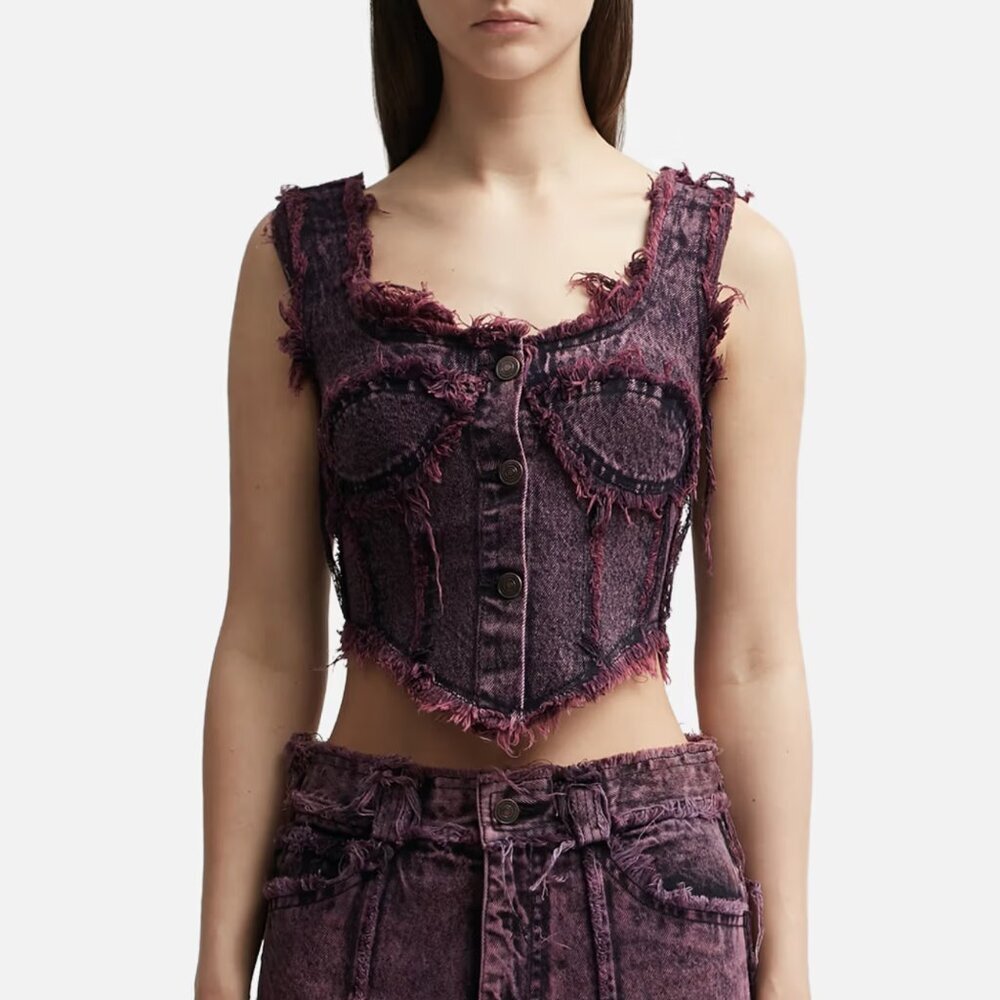 NWT Dhruv Kapoor Destroyed Denim Corset